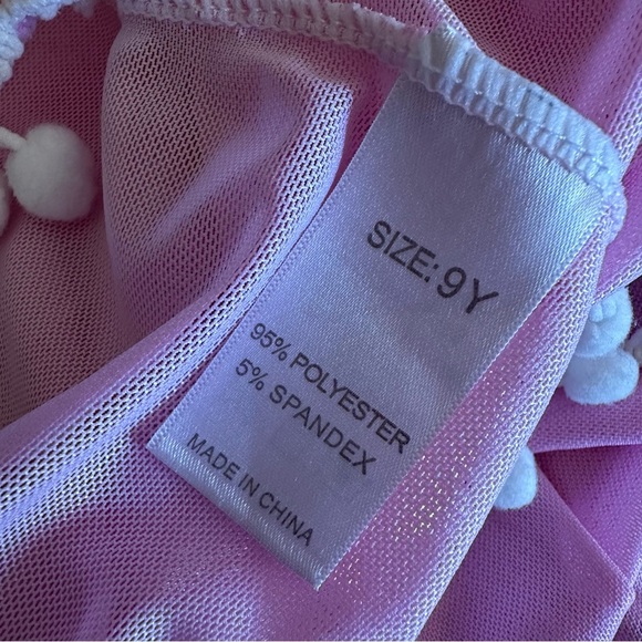 Pink Bathing Suit Cover with Pom Pom Trim - Picture 4 of 4
